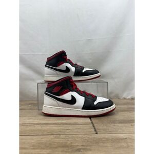 Air Jordan 1 Mid Boys Youth Sneakers Black White‎ Red Shoes DQ8423-106 6Y